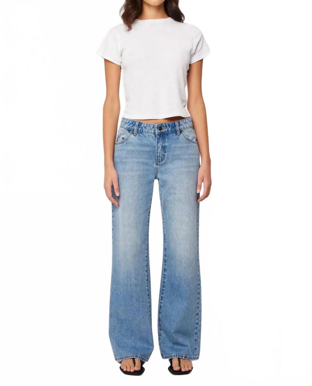 NEW ROLLA'S heidi low worn denim jeans in brad blue